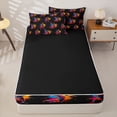 thumbnail image 4 of Castle Fairy Sport Handball Zipper Full Size Comforter Sets with Fitted Sheet and 2 Pillowcases, Ball Gamer Splash Zipper Bedding Set, Black Pink Orange,4pcs,Black Reversible, 4 of 6