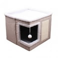 thumbnail image 2 of Casa para Gatos jinwen Rascador con Pelota Cama Cueva Plegable Caqui 41 x 41 x 35 cm, 2 of 8