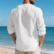 thumbnail image 4 of pstuiky manga larga para hombre, Top informal holgado de color liso con medio botón, mangas largas y cuello redondo para hombre top de hombre xl, 4 of 6
