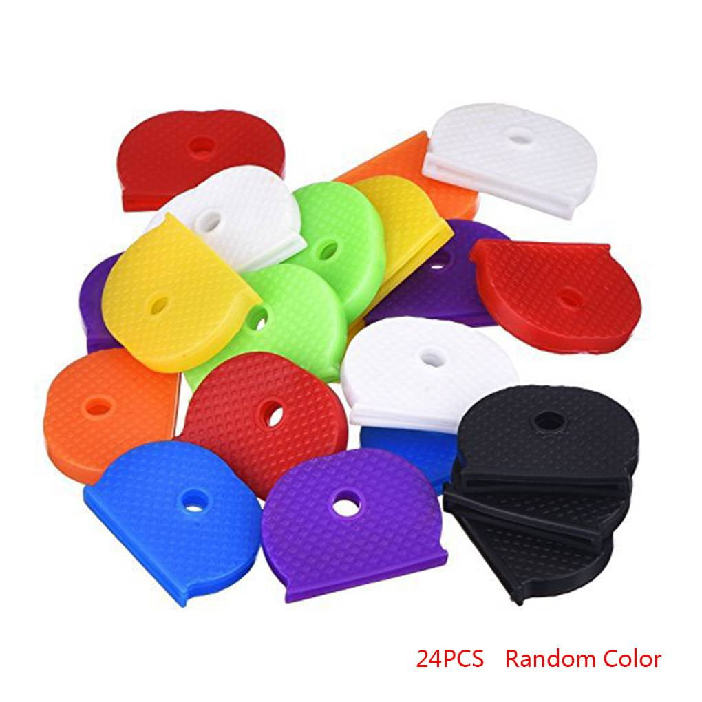 24pcs Universal Rubber Half Round Key Caps Solid Key Head Cover Shell