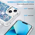 thumbnail image 5 of iPhone 13 Case for Women Girls Liquid Glitter Case,[ with Two Screen Protects ] Cute Sparkly Clear Shiny Bling Sparkle Slim Thin Protective Phone Cases for iPhone 13 Case Clear, Blue, 5 of 12