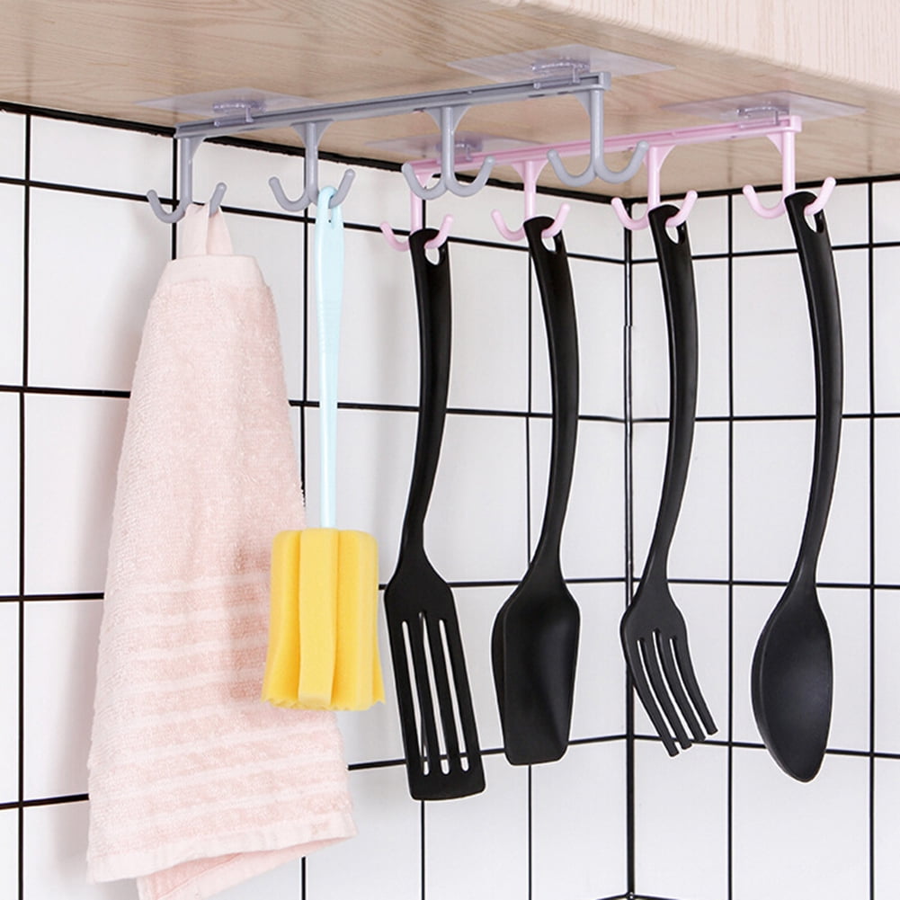 HEVIRGO Kitchen Utensil Cup Holder Rack Under Shelf Board Hook Cupboard