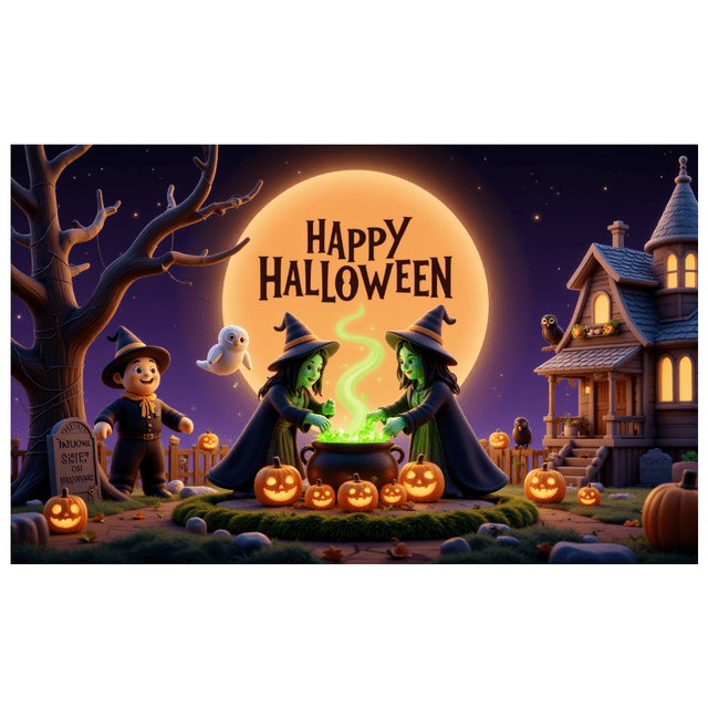 Decorative Design Happy Halloween Banner Witch Theme Pumpkin Design Spooky Elements for Halloween Party Indoor Decoration Outdoor Event
