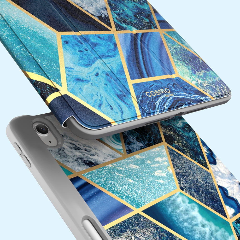 i-Blason Cosmo Series for iPad Air 4 10.9 Case (2020), Full-Body Trifold with Built-in Screen Protector Protective Smart Cover with Auto Sleep/Wake & Pencil Holder (Ocean)