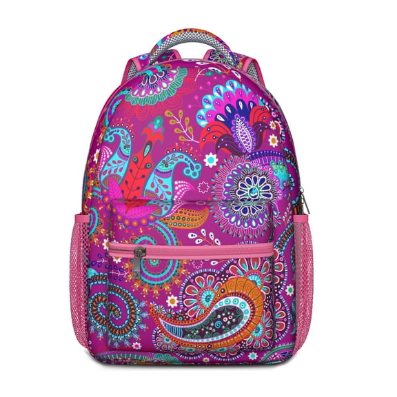 Exotic Paisley Artwork Waterproof Backpack - Vintage Boho Design & Spinal Support for Students