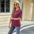 thumbnail image 6 of Zoeecloth Womens Summer T-Shirts Short Sleeve Cotton Tees Shirt Blouse S-Xxl Solid Color Loose Round Neck Tees Shirt Spring Summer Short Sleeve Tops, 6 of 8