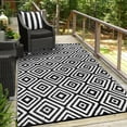 thumbnail image 5 of Aonewoe Outdoor Rug 8x10 Waterproof Reversible Camping Rug Patio Rug Plastic Straw Rug Outside Indoor Outdoor Area Rug for Patio Deck Balcony Picnic Beach, Black & White, 5 of 9