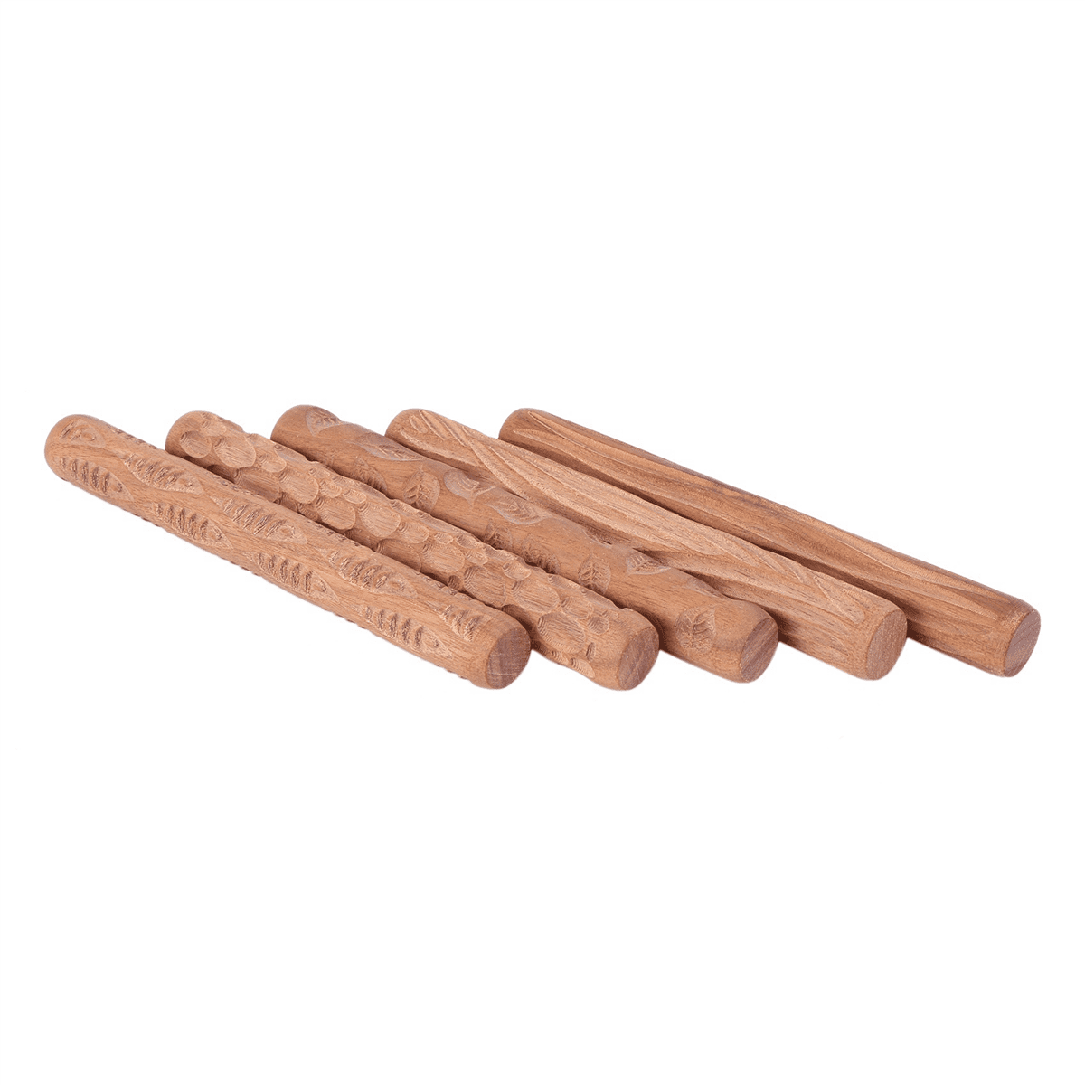 50PCS Pottery Tools Wood Hand Rollers for Clay Clay Stamp Clay Pattern Roller,50pcs * Clay Pattern Roller,Wood Color