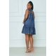 thumbnail image 4 of Vestido corto vaquero sin mangas para mujer, minivestido con volantes, color liso, holgado, informal, para playa y calle, verano, 2023, 4 of 5