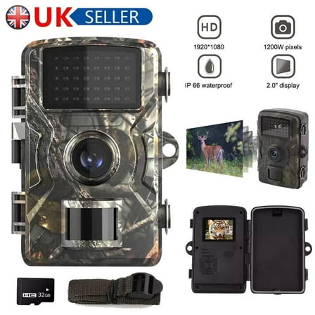 32GB Wildlife Trail Camera 1080P Game Night Vision Outdoor Motion Hunting Cam