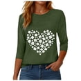 thumbnail image 4 of felwors Women's St Patricks Day Shirts Lucky Shamrock Clover Irish Tee Shirt Crewneck 3/4 Sleeve Holiday St Pattys Tops (Army Green, XL), 4 of 8