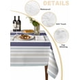 thumbnail image 2 of Beige Stripe Table Cloth, Modern Abstract Art Navy Blue Striped Rustic Waterproof Tablecloth for Square Tables, Reusable Washable Fabric Table Cover for Restaurant Kitchen Dining Tables 54"x54", 2 of 6