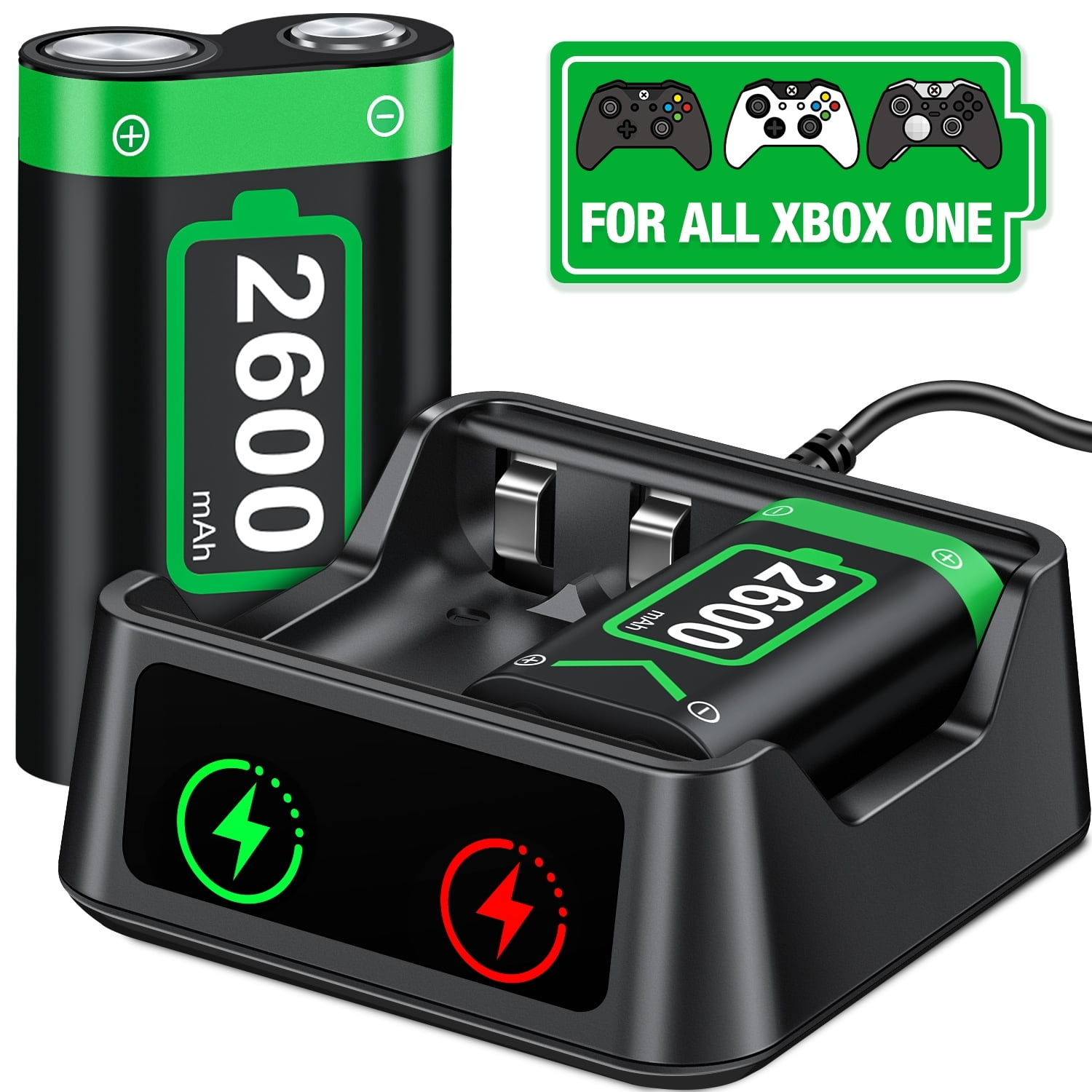 verzekering bijeenkomst moeilijk Rechargeable Battery Pack for Xbox One 2x2600 mAh Battery Pack, EUROA with  Xbox Series X|S/Xbox One/Xbox One S/Xbox One X/Xbox One Elit - Walmart.com
