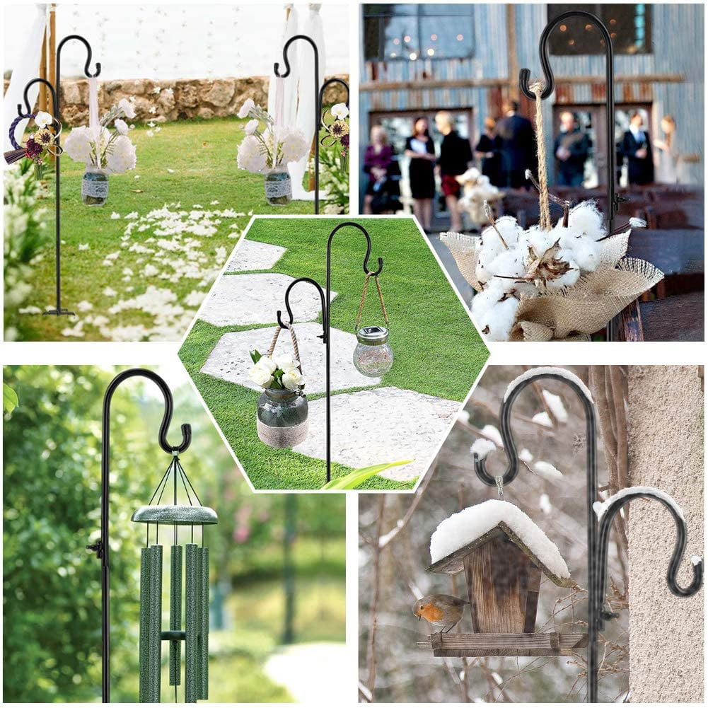 5 Prongs Base Shepards Hook for Hanging Plant Stand Wind Chime Lanterns ZEPELOFFY 2 Pack Outdoor Shepherds Hooks 48 Inch Bird Feeder 