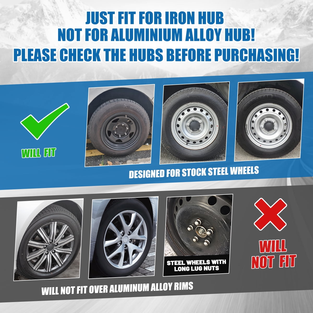 (4 pack) Hubcap Wheel Cover Replacement 14" Hub Caps Universal Wheel Rim Cover ABS Material Exterior Accessories Snap On Car Truck SUV -14-Inch, Silver, LACQUER