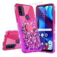 thumbnail image 5 of GW USA Case for Moto G Pure / Moto G Power 2022 Case Ring Kickstand Liquid Quicksand Glitter Cute Phone Case Clear Bling Diamond Shock Protective Cover for Girls Women - Hot Pink/Purple, 5 of 6
