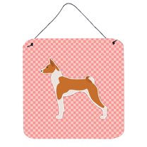 Carolines Treasures BB3674DS66 Basenji Checkerboard Pink Wall or Door Hanging Prints