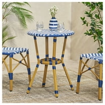 FRENCH BISTRO TABLE White Blue   Rattan