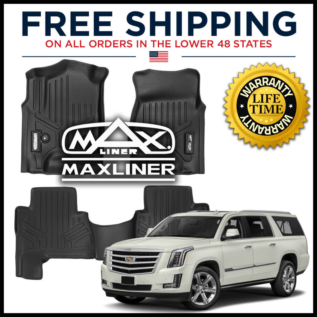 MAXFLOORMAT 20152019 Cadillac Escalade ESV 1st & 2nd Row Floor Liner