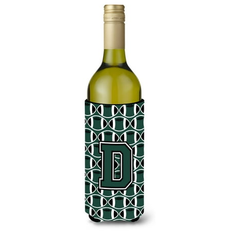 

Carolines Treasures CJ1071-DLITERK Letter D Football Green and White Wine Bottle Beverage Insulator Hugger Wine