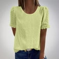 thumbnail image 2 of CheerKidz Women's Round Neck Short Sleeve Blouse Casual Sweet Solid T-Shirt Tops Lightweight Breathable Loose Fits Summer Wear(Yellow,L), 2 of 8