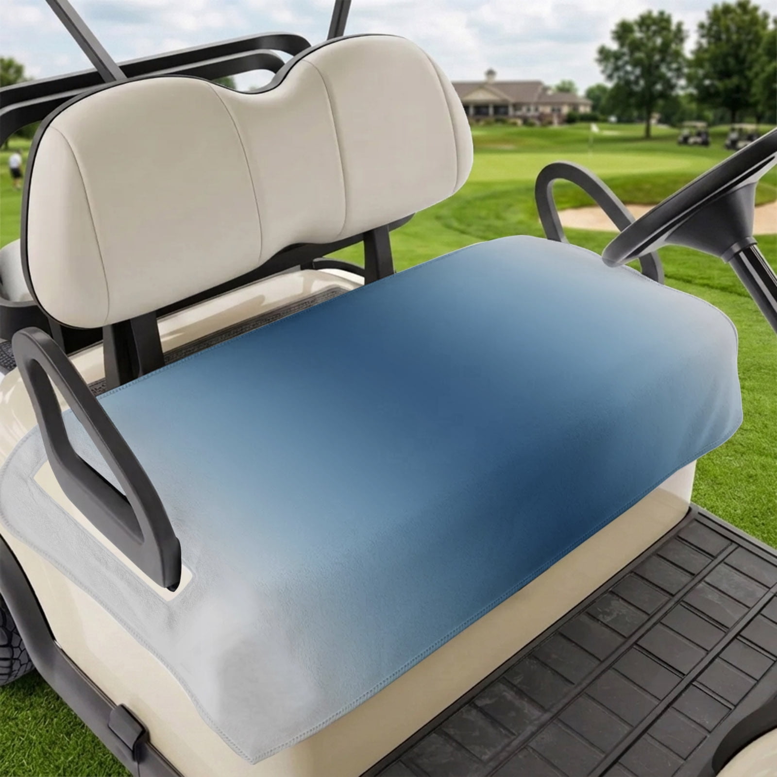 Golf Cart Seat Covers for 2 Seater Navy Blue Grey Ombre Microfiber Cart Seat Towel Blanket Farmhouse Gradient Minimalist Absorbent Breathable Non Slip Bench Seats Protector for Golf Course 51 x31