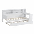 thumbnail image 6 of Modern Farmhouse Twin Daybed with Trundle and Desk, Storage Shelves Study Bed for Small Space Bedroom Office, Antique White, 6 of 7