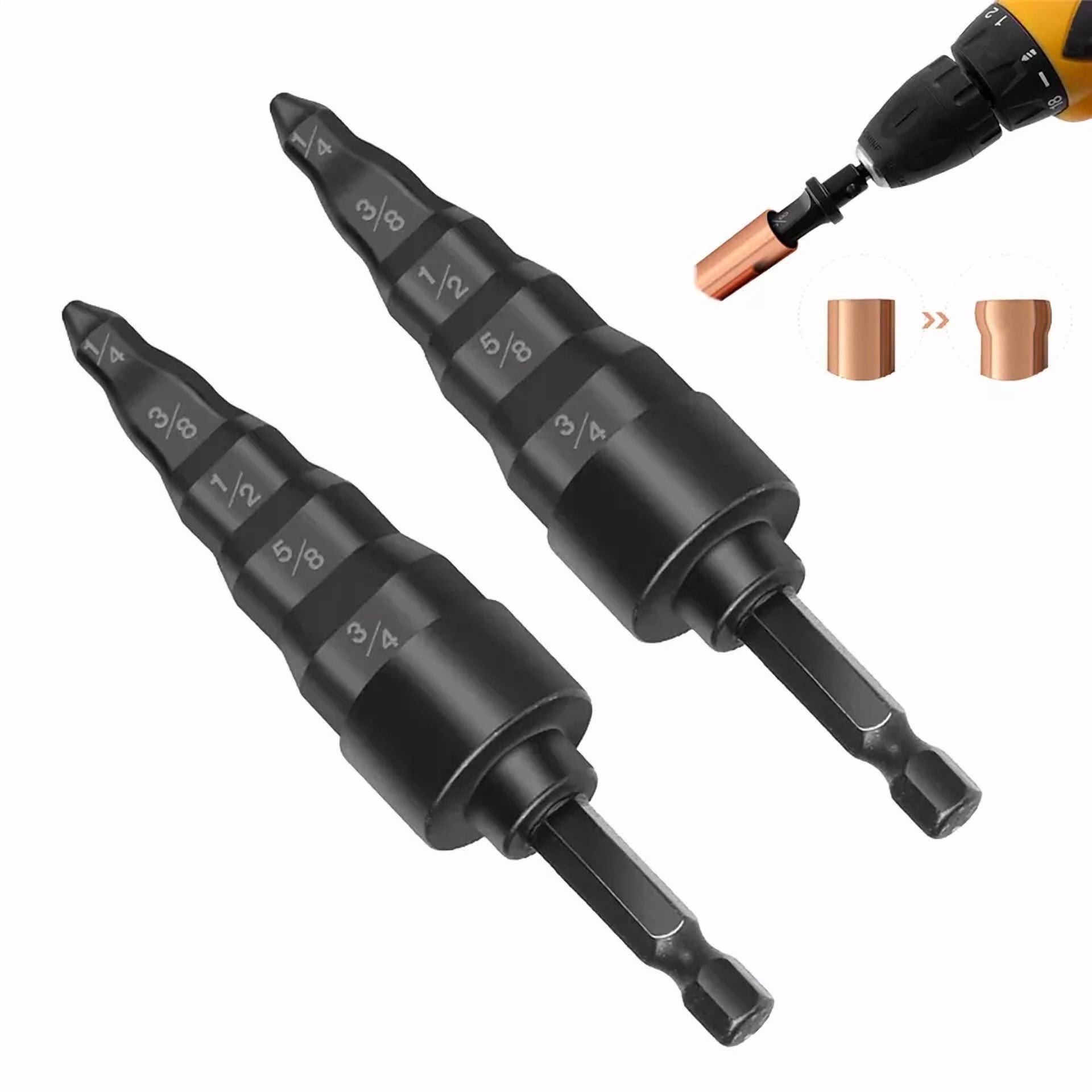 BUTTERFLY- 2Pcs Swaging Tool Hvac Ac Air Conditioner Copper Pipe Expander Drill Bit Flaring