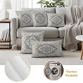 thumbnail image 6 of Beige Boho Floral Outdoor Waterproof Pillow Covers, Medieval Vintage Ethnic Flower Abstract Decorative Square Throw Pillowcase Sofa Cushion Sham for Patio/Couch/Chair, 26"x26" 2 Pack, 6 of 8