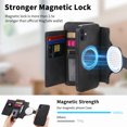 thumbnail image 5 of Compatible with Magsafe, Magnetic 2 in 1 Detachable Wallet Case for iPhone 11, with Credit Card Slots Men Women, PU Leather RFID Blocking Flip Kickstand with Finger Ring, Black, 5 of 11