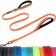 thumbnail image 1 of VIVAGLORY Laisse pour Chien Twingrip, Laisse Double Poignée pour l'Entraînement et la Marche avec Poignée de Circulation et 2 Boucles, Contrôle de Circulation Réfléchissant Robuste pour Chiot Animal de Compagnie, 4 Pieds x 1/2 Po, Orange, 1 of 6