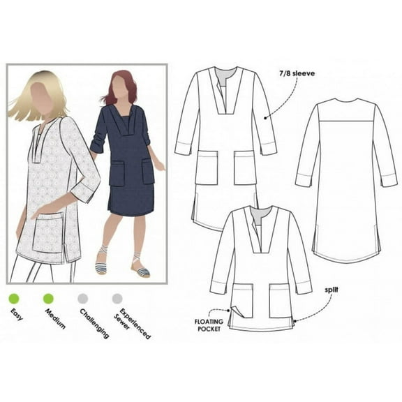 Style Arc Sewing Pattern Roslyn Tunic Dress Women