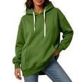 thumbnail image 6 of Perfectbot Women's Drop Shoulder Drawstring Hoodie, Long Sleeve Kangaroo Pocket Sweatshirt Fall Wear, 6 of 8