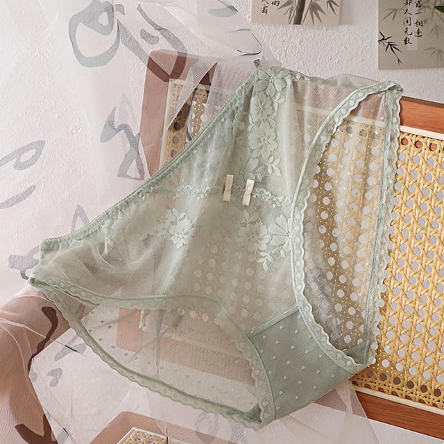 Puntoco Ropa interior para mujer, bragas, ropa interior sexy de encaje de color sólido de talla grande para mujer
