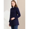 thumbnail image 4 of Abrigo Largo De Invierno Con Cuello Peter Pan Y Doble Botonadura Para Mujer Azul marino XS, 4 of 7