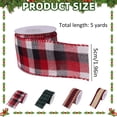 thumbnail image 3 of Goujian Christmas Plaid Wired Ribbon, 5 Yards Burlap Checkered Edge Ribbon, DIY Wreath Bow Gift Wrapping for Xmas Tree Weddings Holiday Home Crafts Decor, 3 of 6