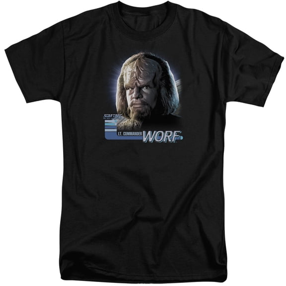 Star Trek Tng Worf Adult Tall T-Shirt Black