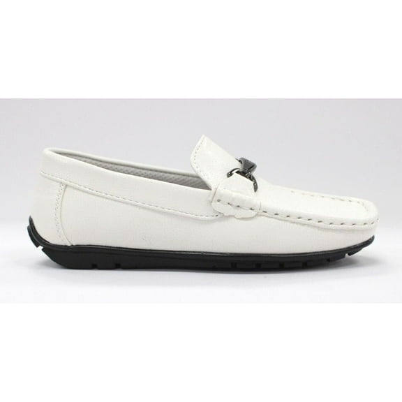 Boy's White Slip On Loafers Party Shoe By Easystride