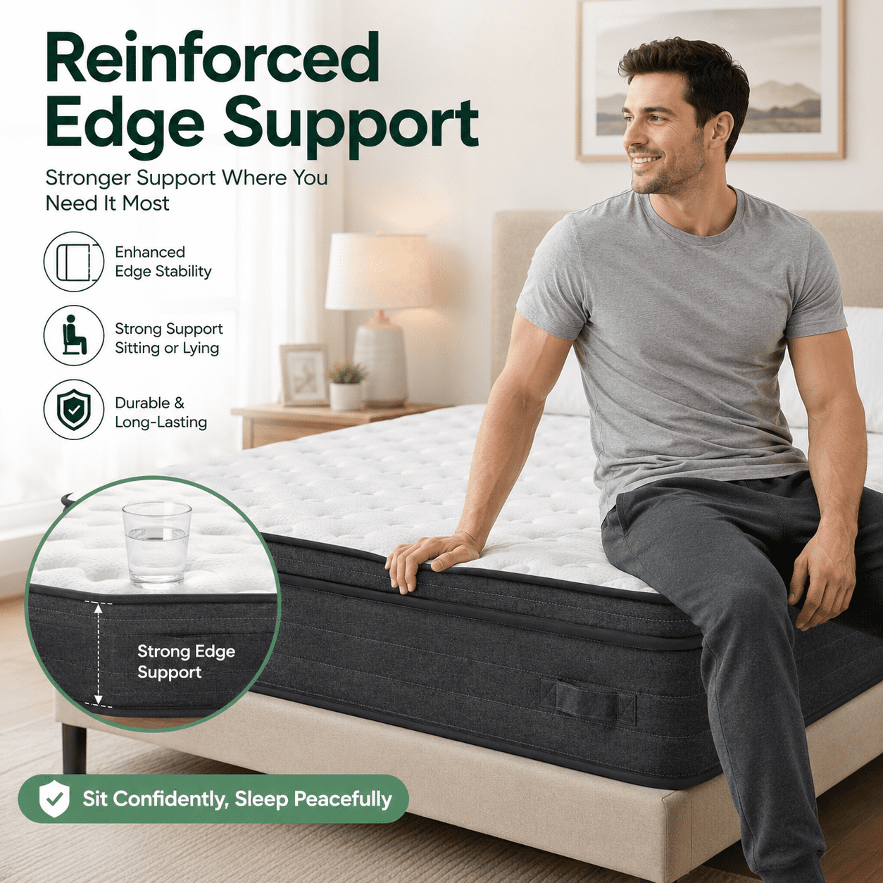 COFUNOK Queen Mattresses 10 Inch Hybrid Pillow Top Queen Size Mattress in a Box, Memory Foam and Pocket Coil Innerspring Mattresses, Cooling & Silent Sleep, Pressure Relief, Medium Feel