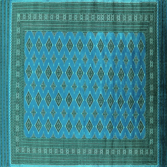 Ahgly Company Indoor Square Oriental Turquoise Blue Industrial Area Rugs, 8' Square