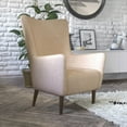 thumbnail image 3 of BizChair Traditional Wingback Accent Chair, Commercial Grade Faux Leather Upholstery and Wooden Frame and Legs, Light Brown, 3 of 10