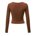 thumbnail image 3 of Made by Johnny Women's Deep V Neck Long Sleeve Cross Wrap Fitted Crop Top S RUST, 3 of 6