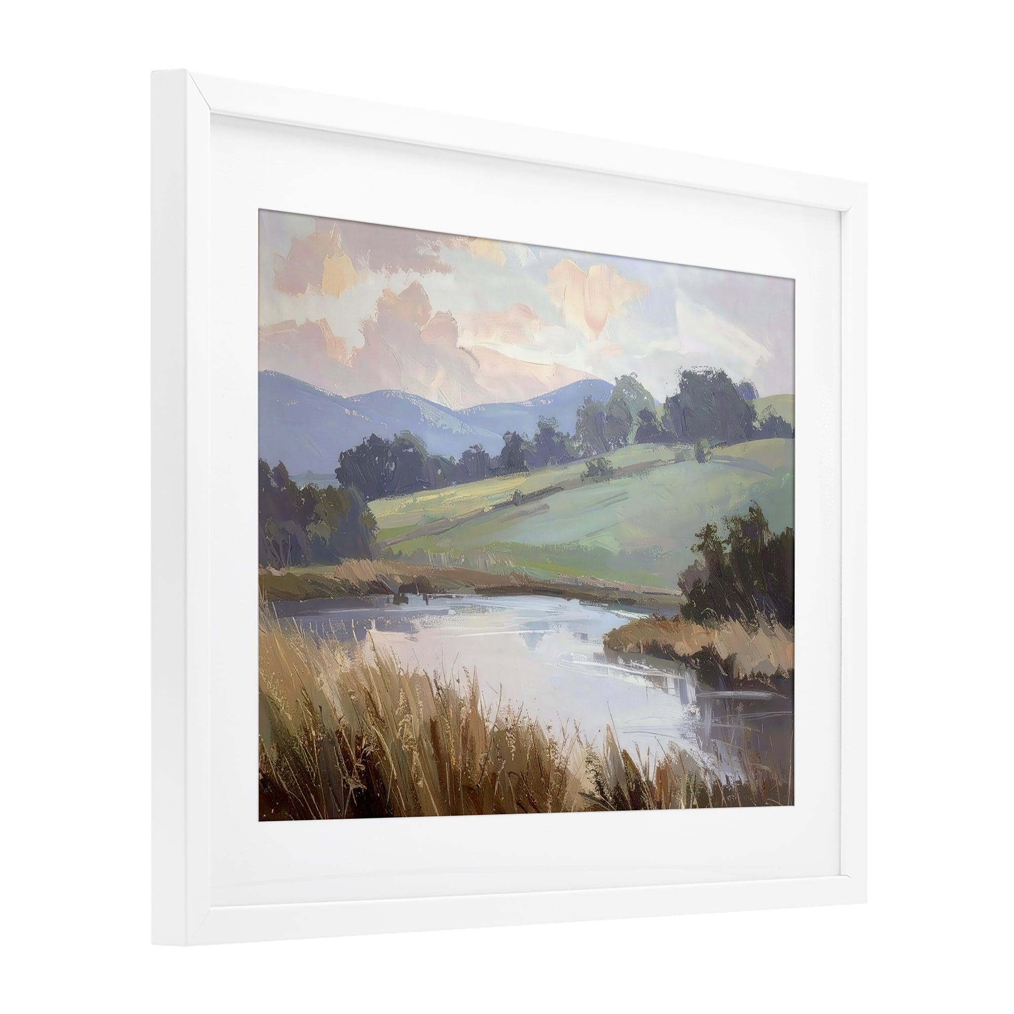 Stupell Industries Subtle Distant Mountains White Framed Print Under Glass, design by Alonza Saunders