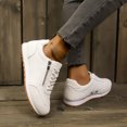 thumbnail image 3 of Sneakers for Women Fashion Splice Suede Leather Tennis Shoes Antislip Lace up Zipper Casual Athletic Walking Shoes White Size 9, 3 of 6