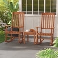 thumbnail image 4 of Brown Eucalyptus Wood Outdoor Rocking Chair Ergonomic Slatted Garden, 4 of 9
