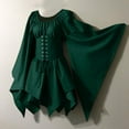 thumbnail image 2 of FEIFLY Womens Trumpet Sleeve Irish Shirts Dress With Corset Traditional Dress Halloween Women Gothic Retro Long Sleeve Corset Tops Solid Color Festival Clothing, 2 of 3