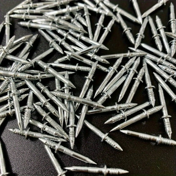 100 PCS Double-Head Skirting Nails with Sleeve Tool – Invisible 2-Sided Trim Pins for Baseboard, Molding & Wall Panels, DIY-Friendly, Durable & Professional Finish