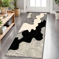 2x6 FT Kitchen Runner Rugs Non Skid Washable, Faux Wool Rug Runners for Hallways Bathroom Carpet Runner, Soft Indoor Modern Floor Rug for Entryway Laundry Room