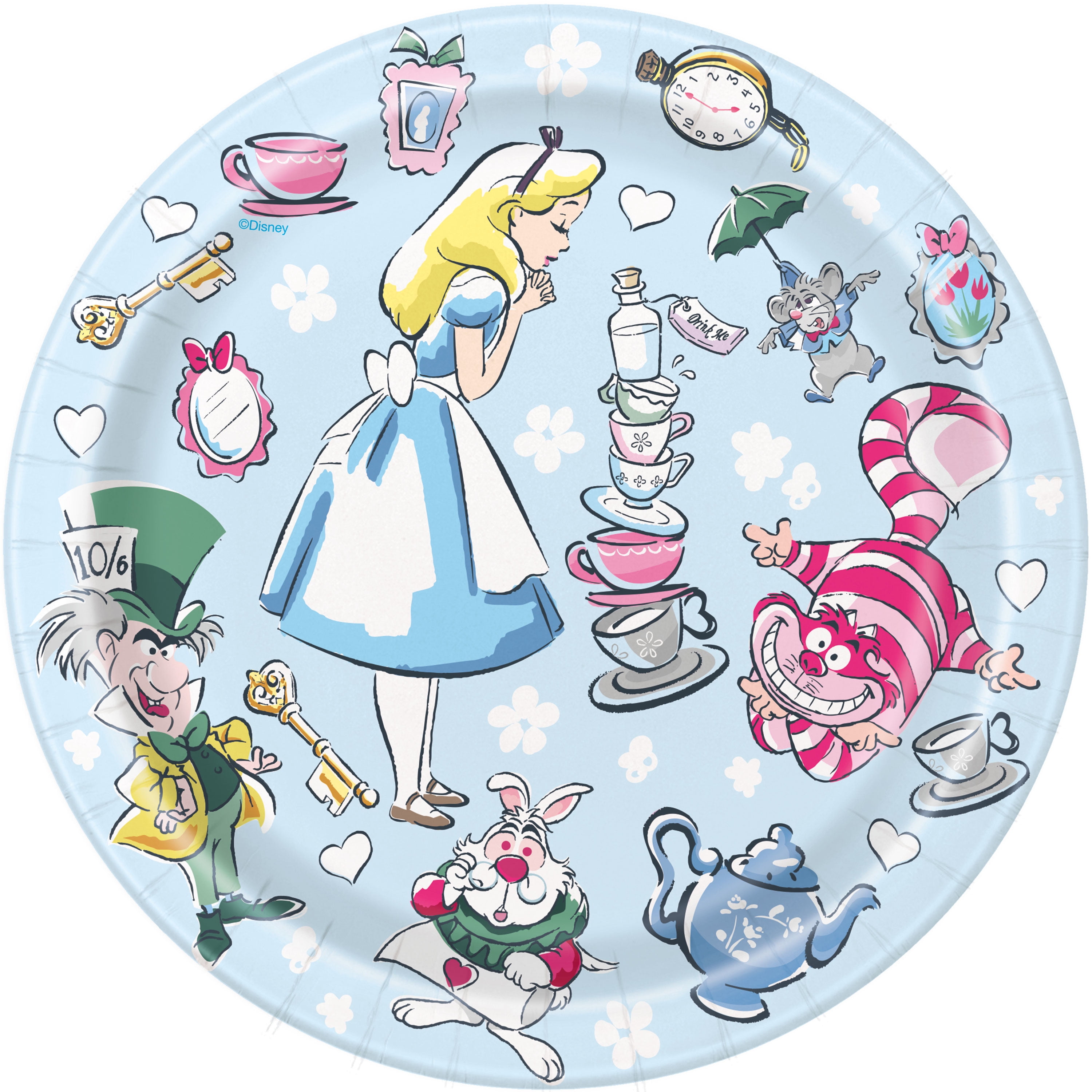 Alice in Wonderland Paper Dessert Plates, 7in, 24ct