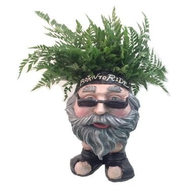 Drevy Homestyles 37469 Biker Painted 13" Face Planter Garden Statue (Holds 4" Pot)